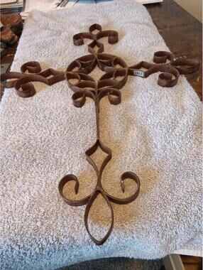 Decorative Metal Scroll Wall Cross Art 20x15
